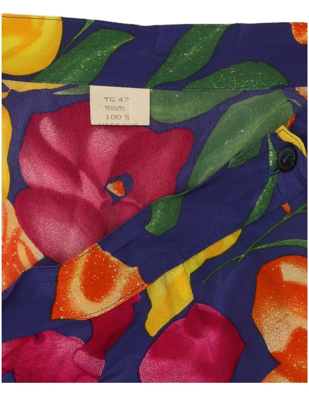 Saia plissada feminina vintage W34 grande viscose floral multicolorida