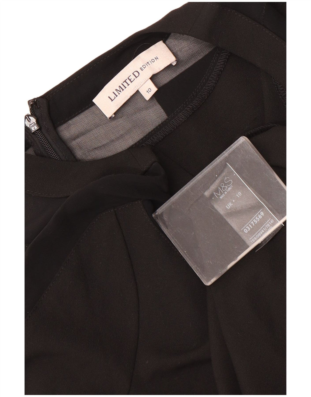Vestido feminino Marks & Spencer manga 3/4, Reino Unido 10, pequeno, preto, poliéster