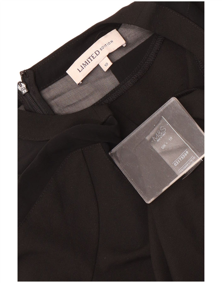 Vestido feminino Marks & Spencer manga 3/4, Reino Unido 10, pequeno, preto, poliéster