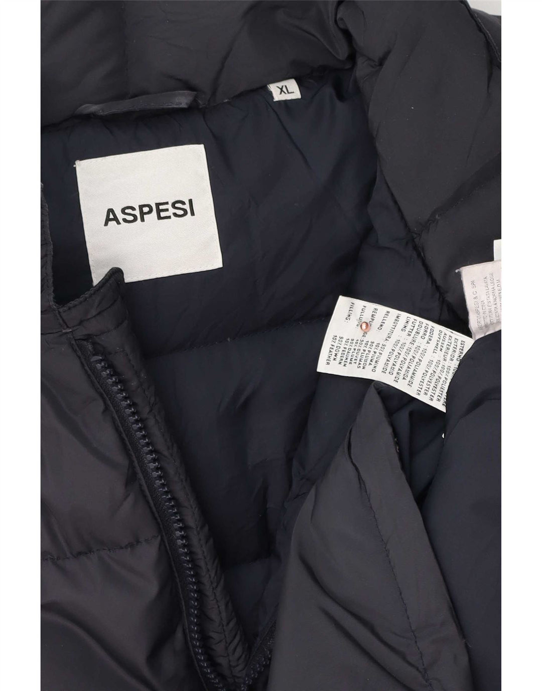 Jaqueta acolchoada masculina Aspesi UK 42 XL poliéster azul marinho