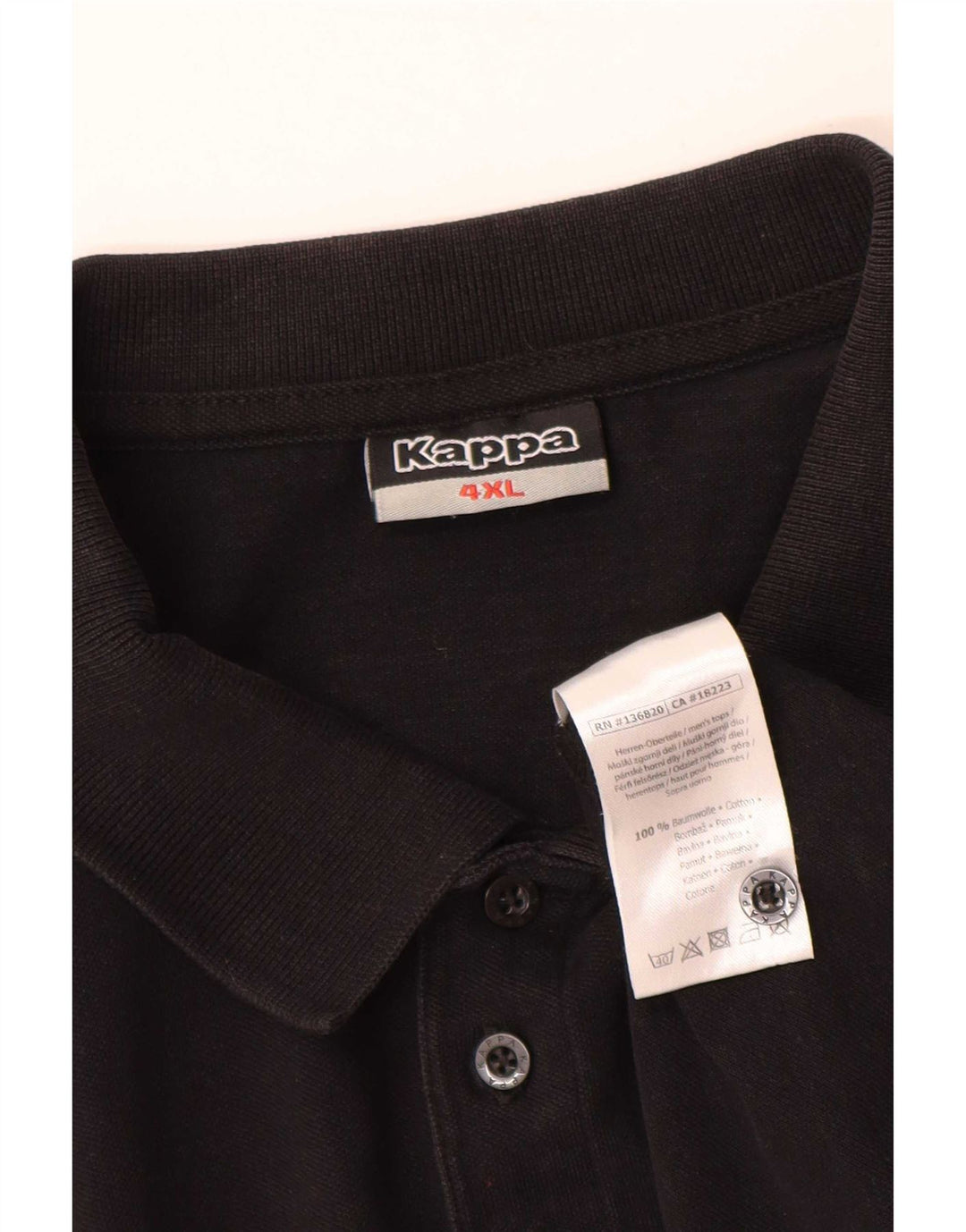 Camisa polo masculina Kappa 4XL algodão preto