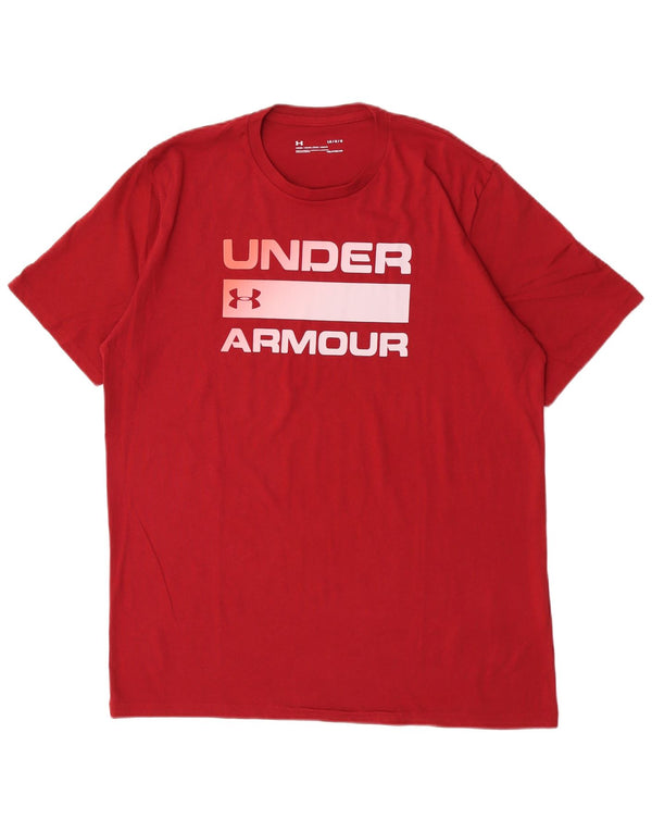 Camiseta masculina Under Armour Heat Gear Graphic Top grande algodão Borgonha