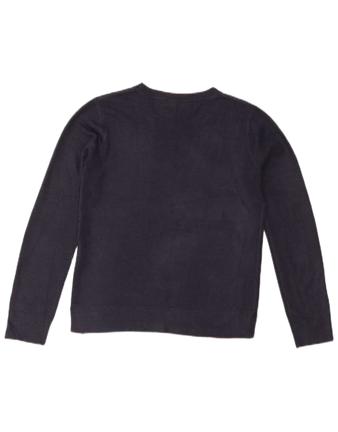 Suéter feminino Marks & Spencer com gola redonda Reino Unido 10 pequeno azul marinho