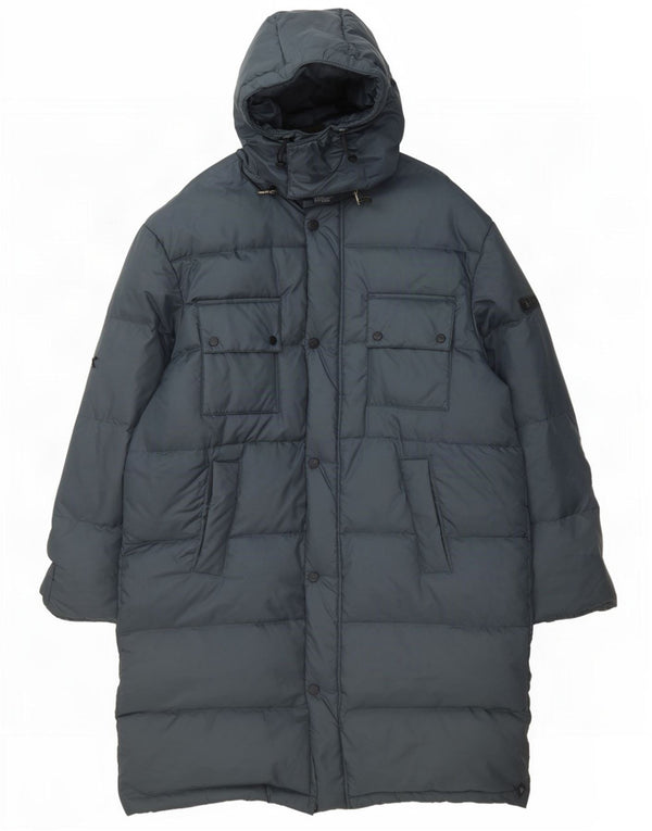 Casaco acolchoado com capuz masculino Diadora UK 40 grande azul marinho poliamida