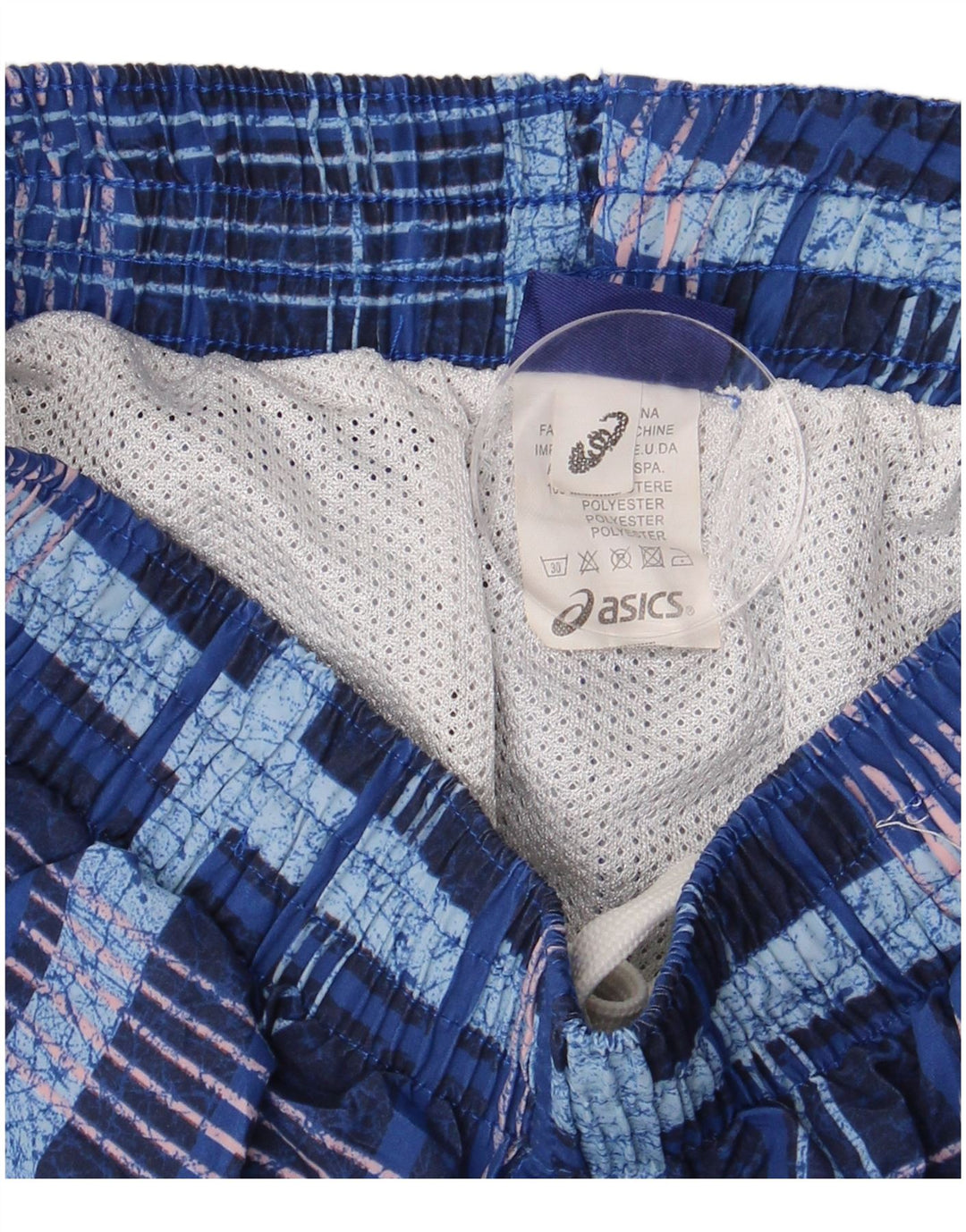 Shorts de natação masculino ASICS pequeno poliéster xadrez azul