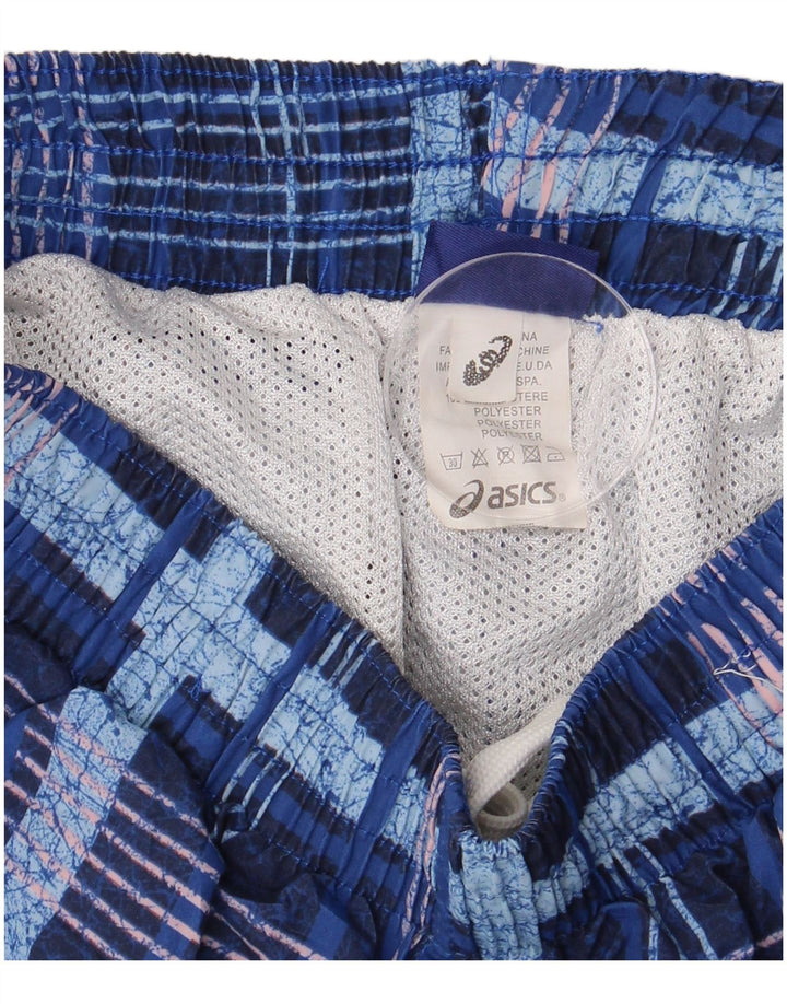 Shorts de natação masculino ASICS pequeno poliéster xadrez azul
