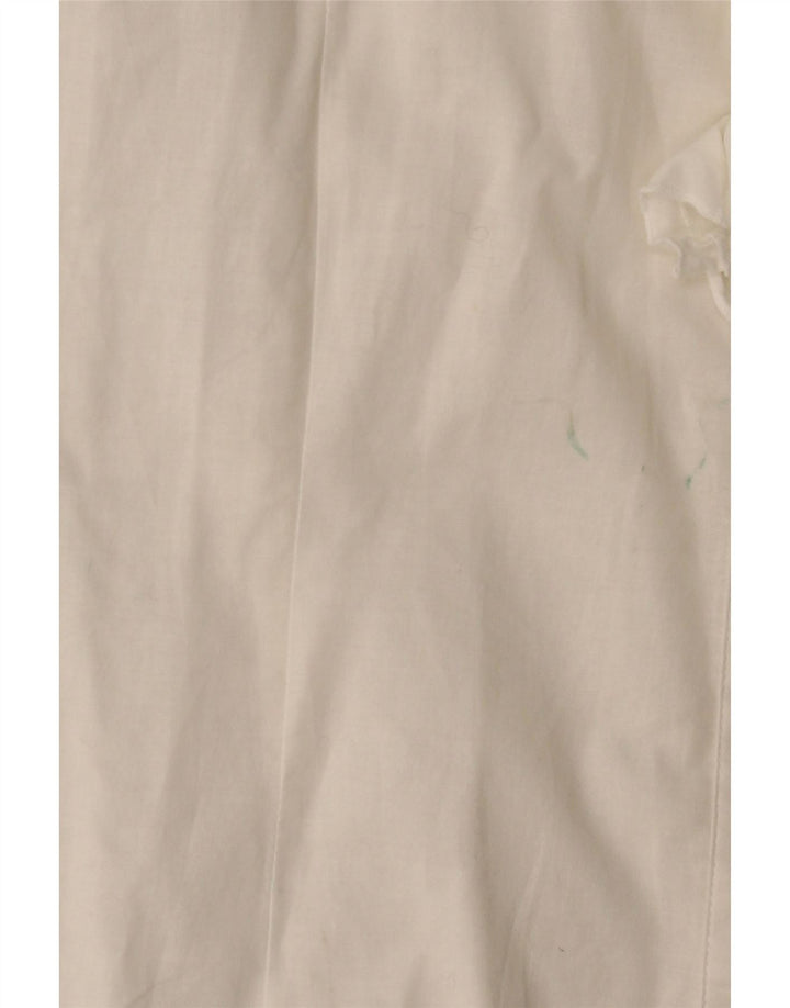 Camisa feminina BENETTON frontal com babados UK 14 grande off white