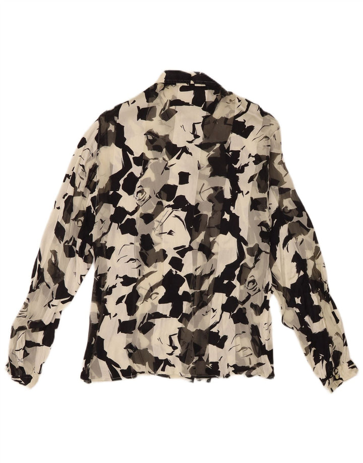 Blusa feminina vintage com estampa abstrata transparente IT 44 médio preto