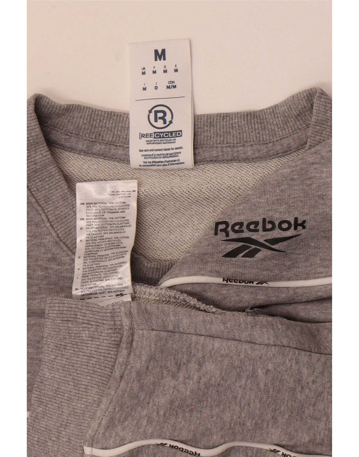 Reebok Mens moletom jumper médio algodão cinza