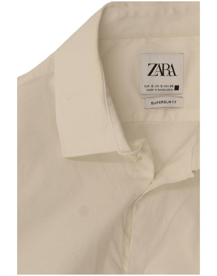 Camisa masculina Zara Super Slim Fit pequena branca