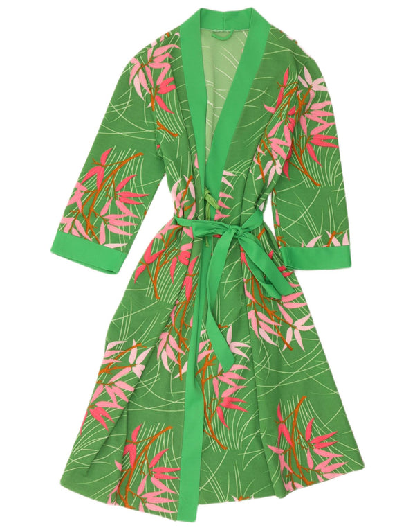 Vestido feminino vintage manga 3/4 IT 46 grande verde floral