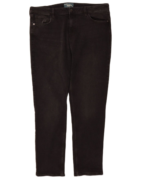 Calça jeans feminina Fat Face Sway Slim UK 18 XL W38 L30 algodão preto