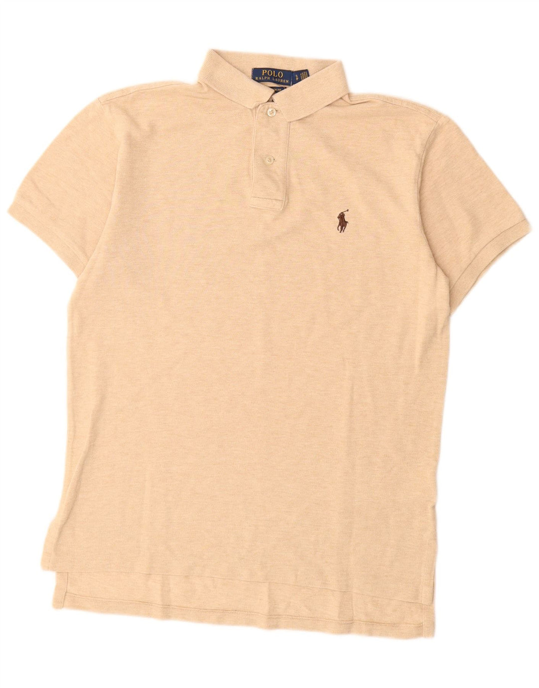POLO RALPH LAUREN Camisa polo masculina de ajuste personalizado pequeno algodão bege