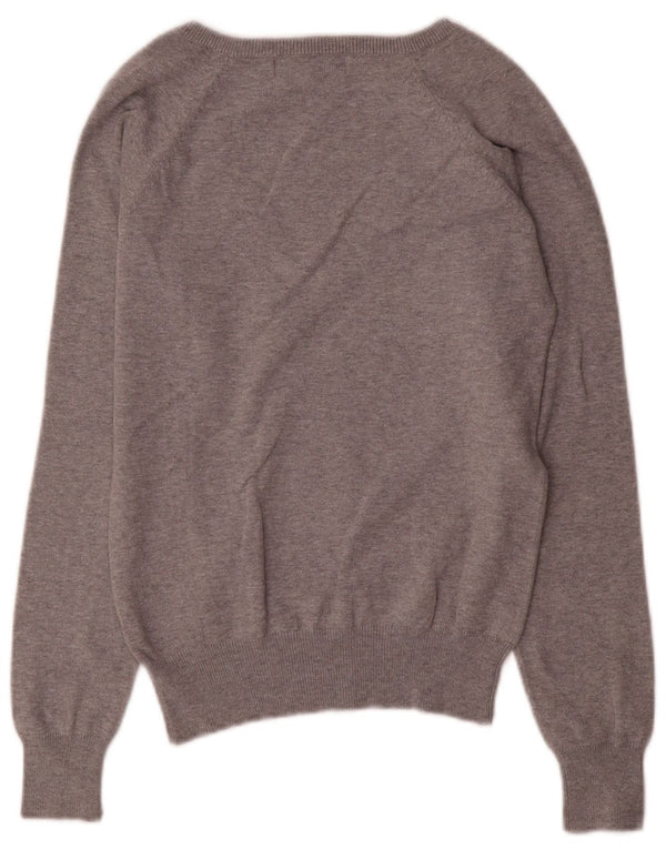 Suéter feminino Zara com decote em V Reino Unido 10 pequeno algodão cinza