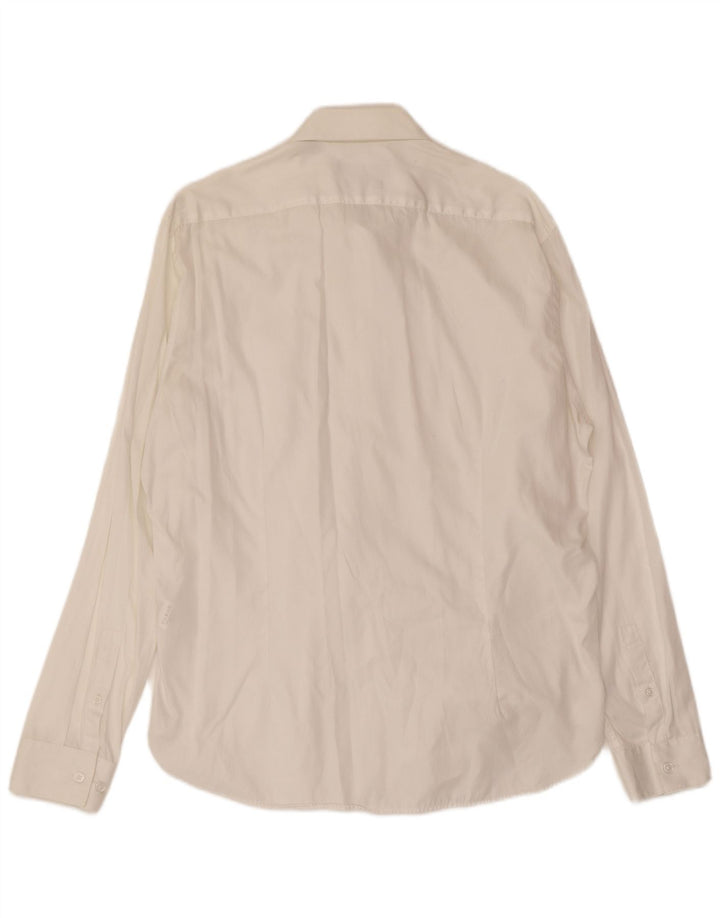 Camisa masculina Dkny Slim Fit médio algodão branco