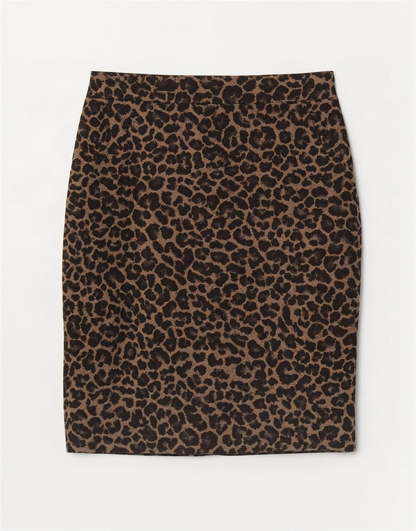 Marks & Spencer Womens Straight Skirt UK 16 Large W34 Beige Animal Print