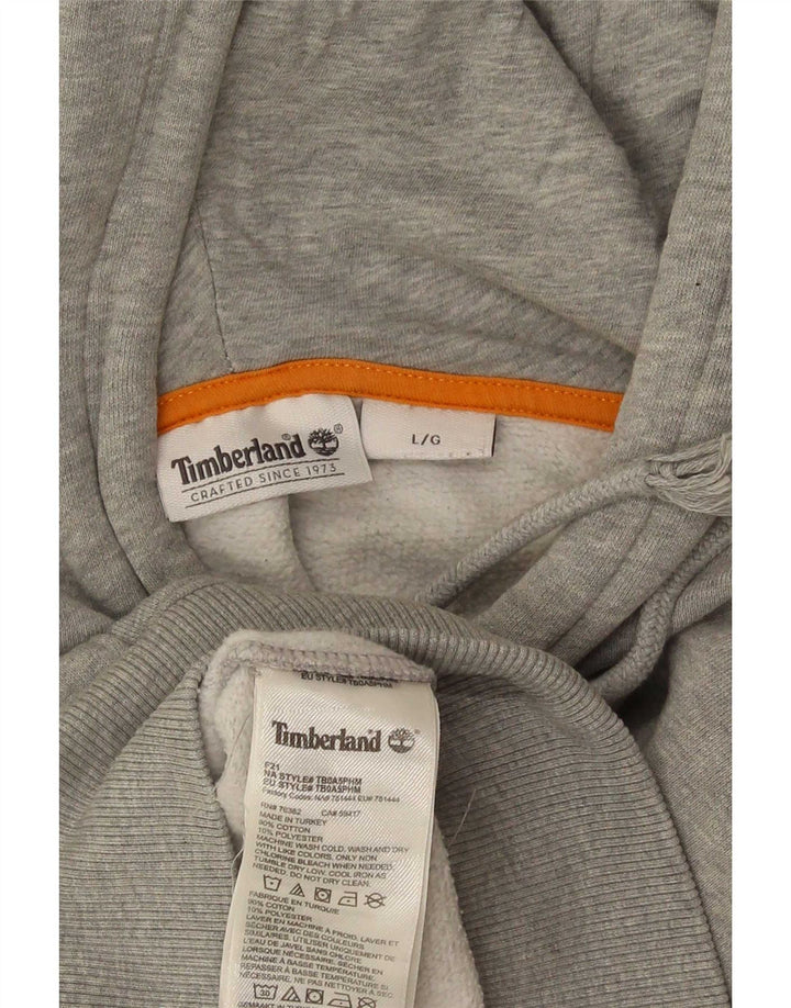 Suéter com capuz gráfico masculino Timberland grande algodão cinza
