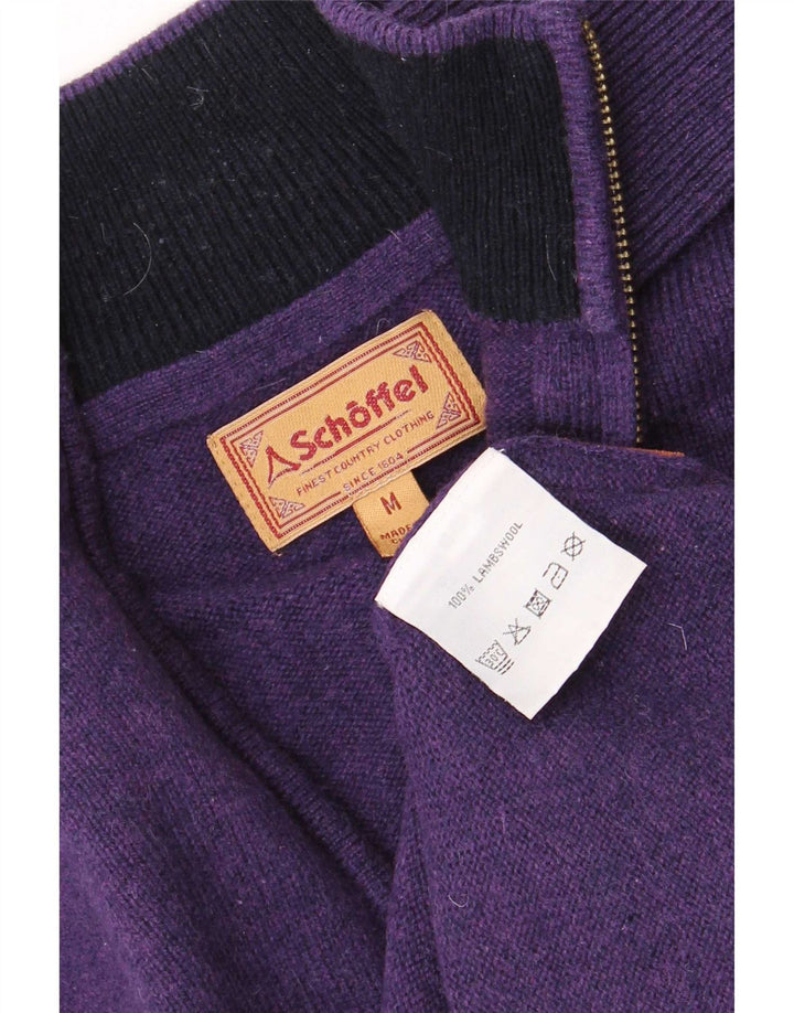 Suéter masculino Schoffel com zíper e gola em lã de carneiro roxa média