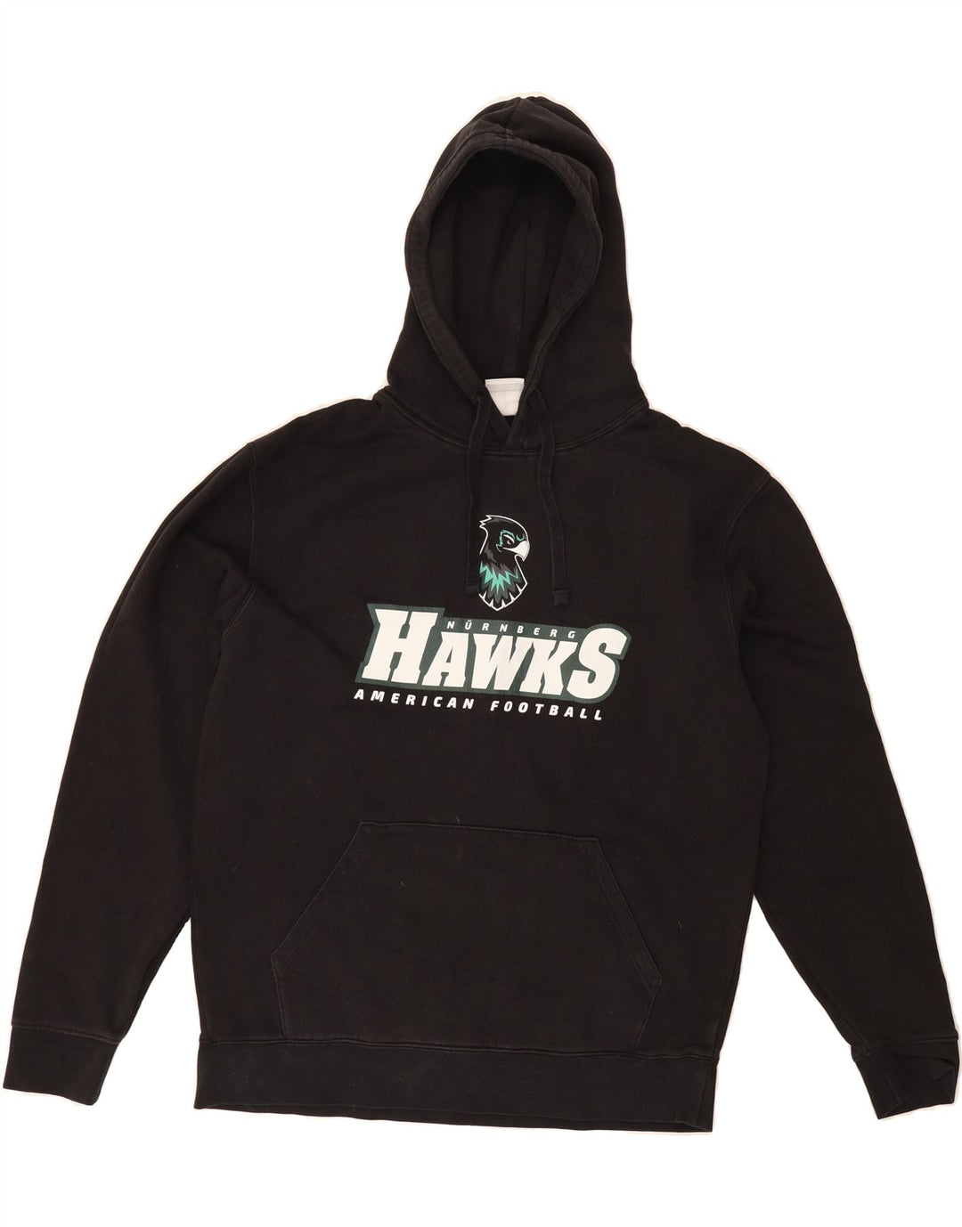 RUSSEL Mens Hawks Graphic Hoodie Jumper Large Black Vintage RUSSEL and Second-Hand RUSSEL from Messina Hembry 