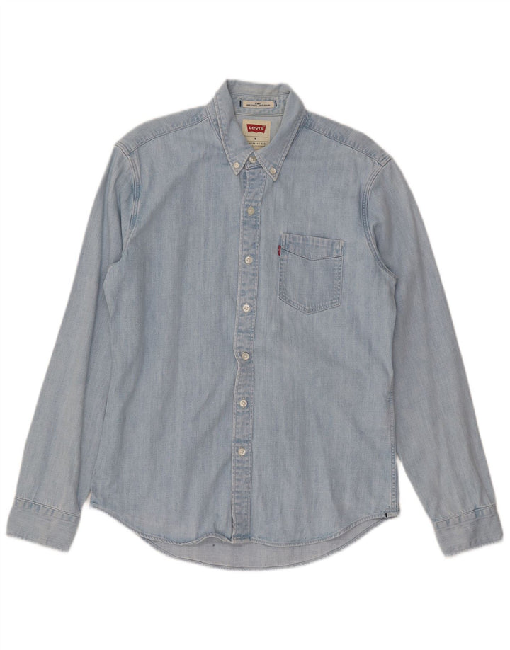 Camisa jeans masculina slim fit LEVI'S algodão azul médio