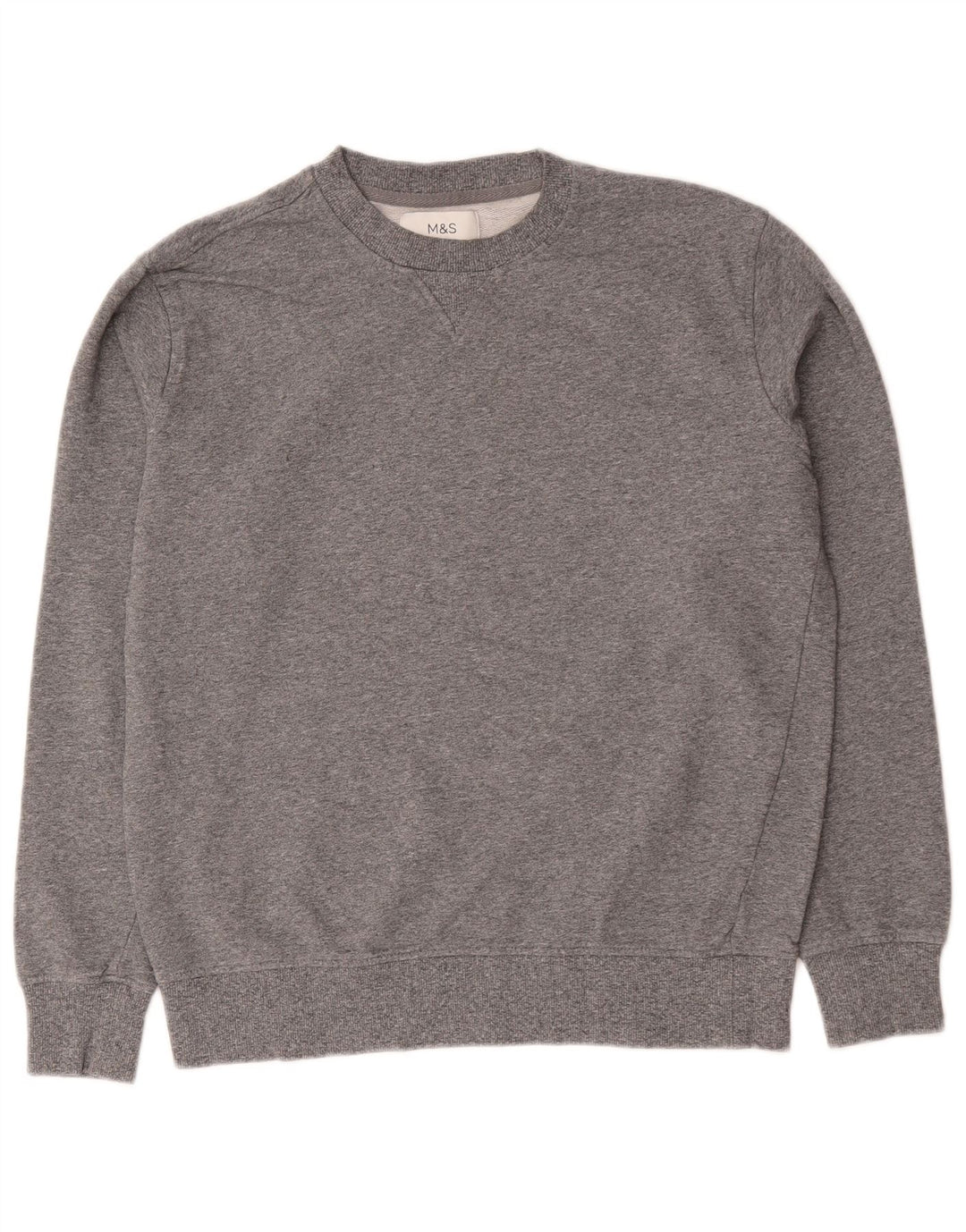 Suéter masculino Marks & Spencer de algodão manchado cinza médio