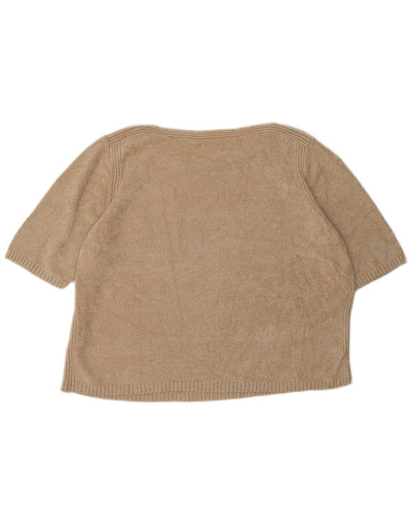 Suéter feminino Marks & Spencer com gola canoa Reino Unido 22 3XL bege
