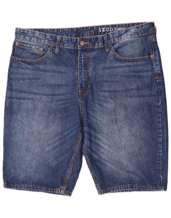Shorts jeans masculinos Izod Slim Fit W40 XL algodão azul