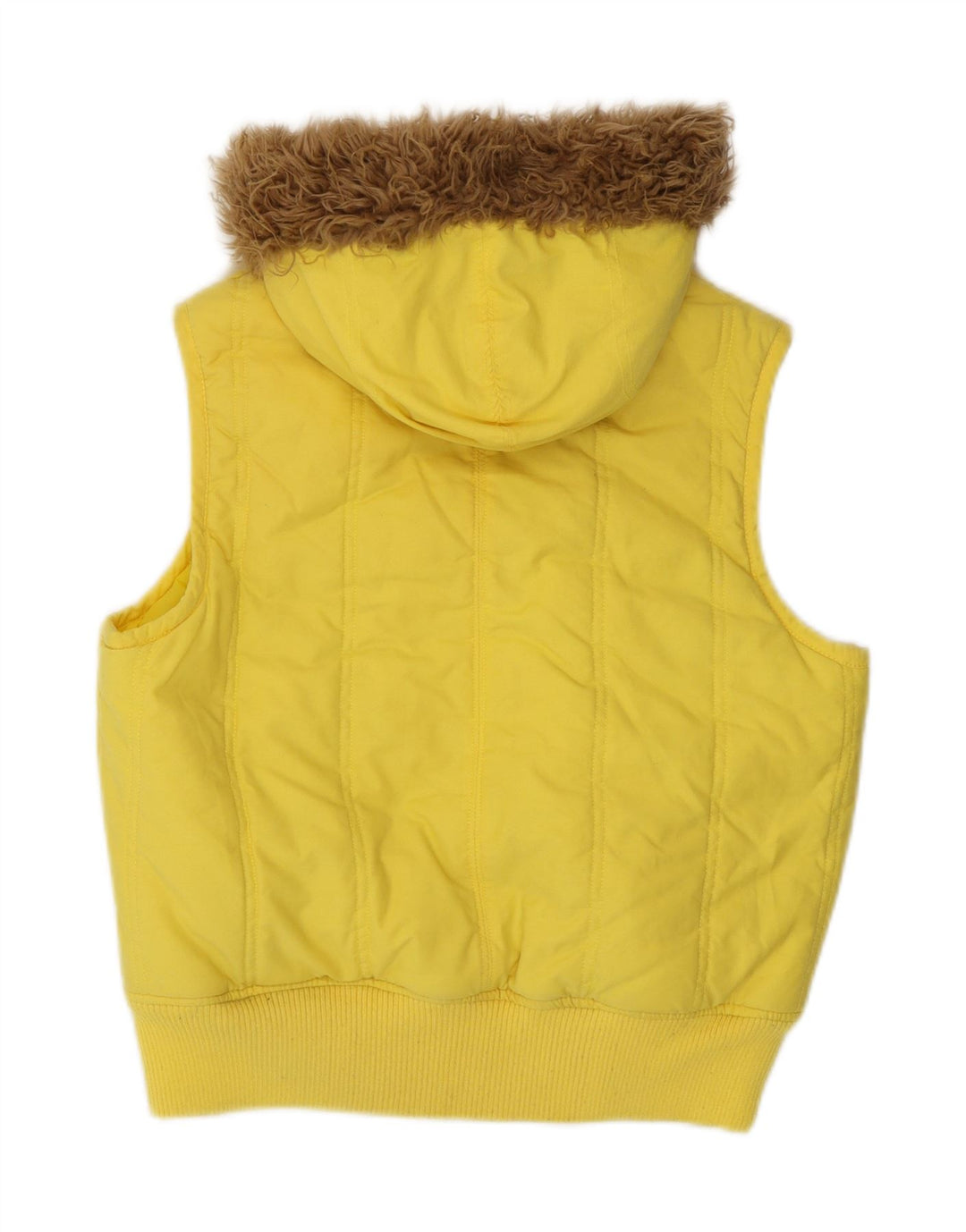 WRANGLER Womens Hooded Padded Gilet UK 14 Medium Yellow Cotton Vintage Wrangler and Second-Hand Wrangler from Messina Hembry 