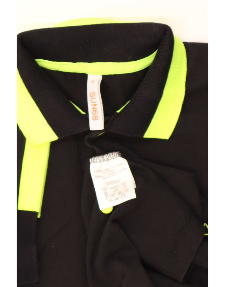Camisa polo masculina Sun68 médio preto colorblock algodão