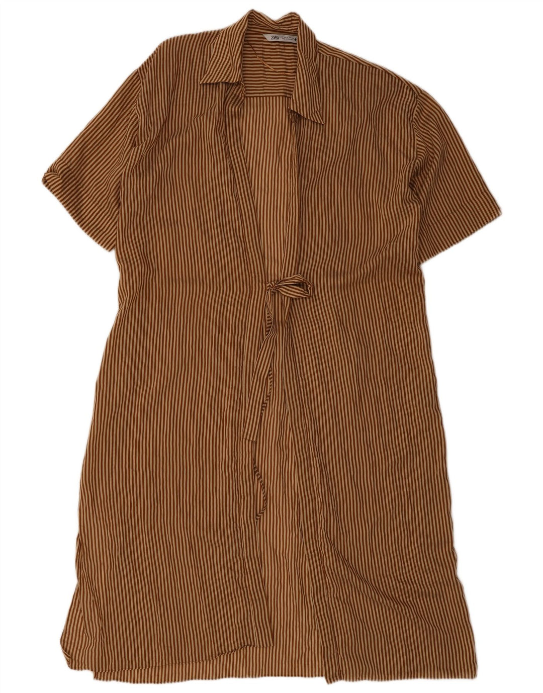 Zara Vestido feminino oversized, Reino Unido 10, pequeno, risca de giz marrom
