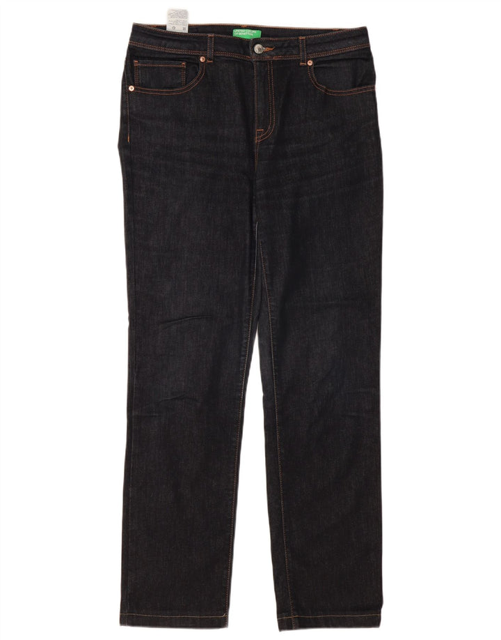 Jeans retos femininos BENETTON W31 L30 algodão azul marinho