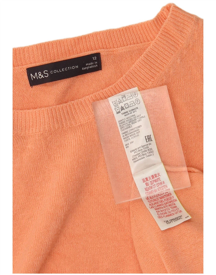 Suéter feminino Marks & Spencer com gola redonda Reino Unido 12 acrílico laranja médio