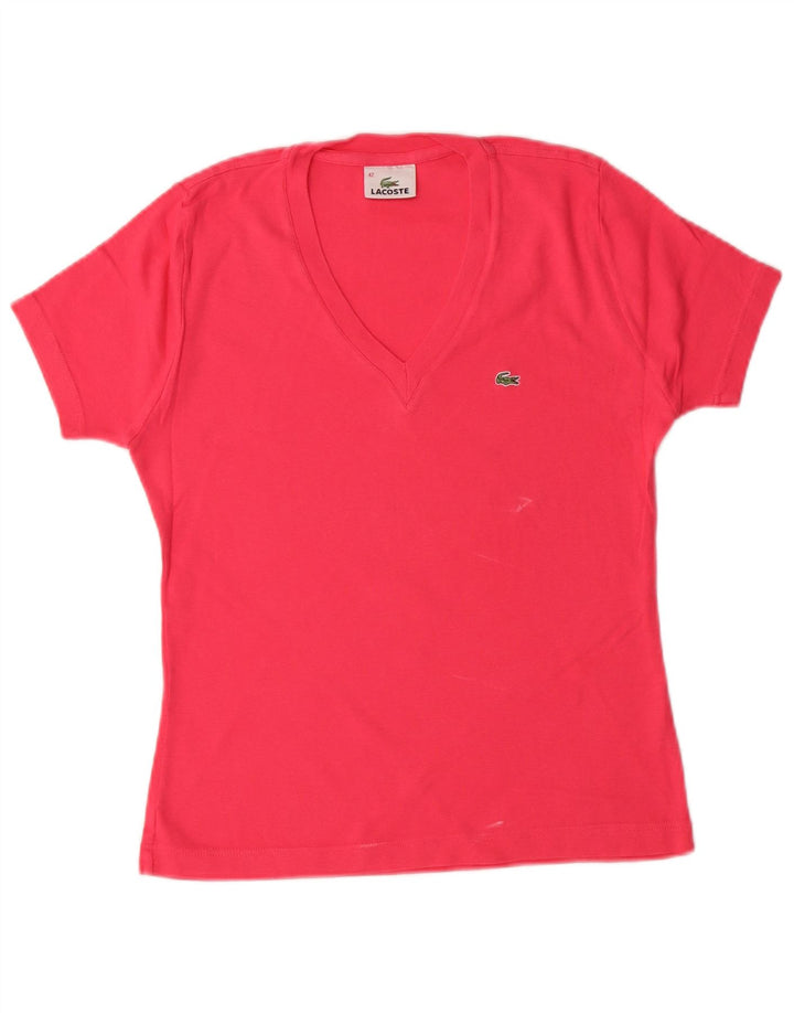 Camiseta feminina LACOSTE tamanho superior 42 grande algodão rosa