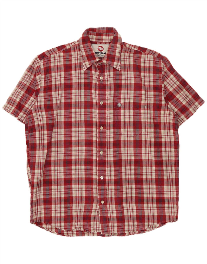 Camisa masculina de manga curta MURPHY & NYE grande algodão xadrez vermelho