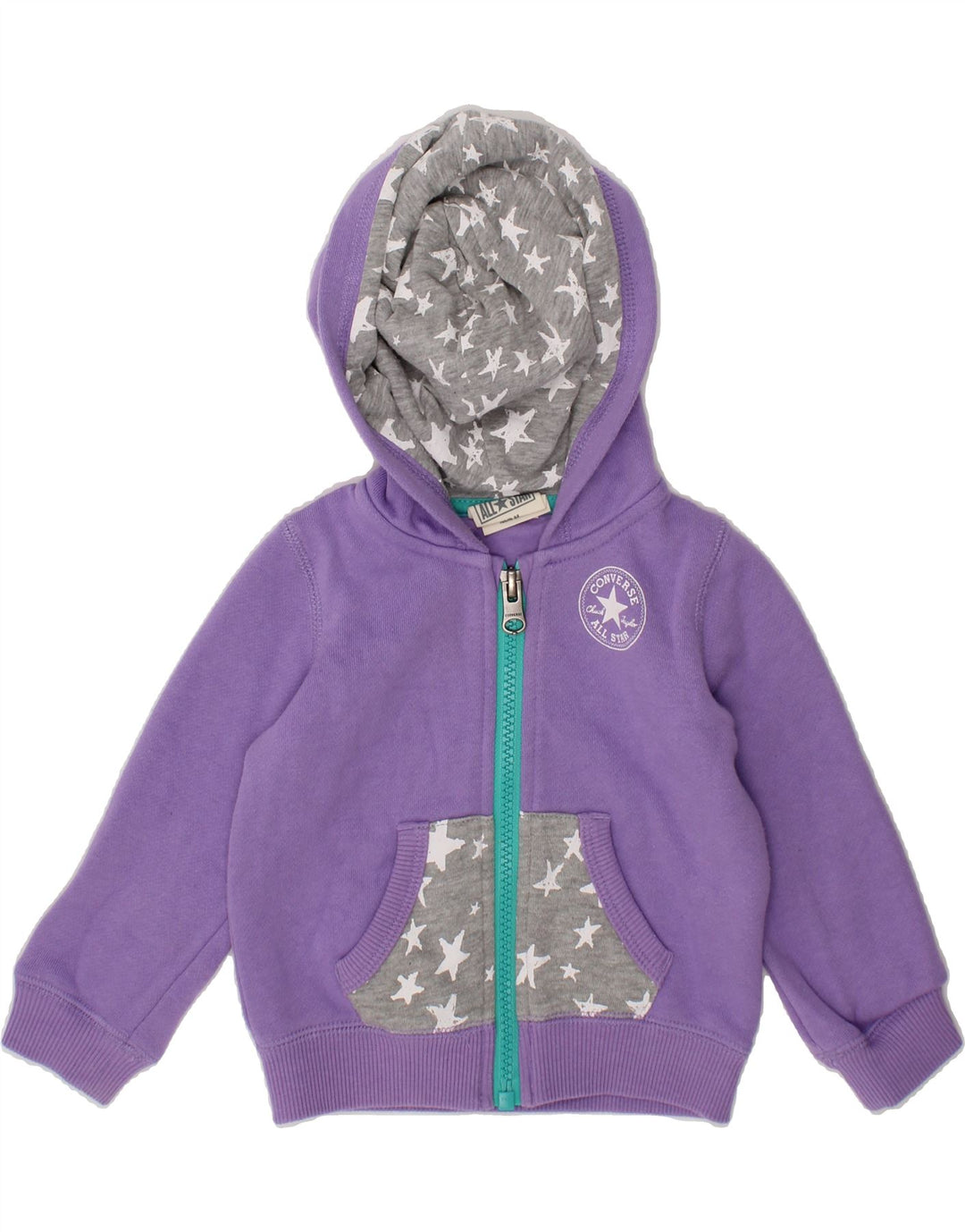 CONVERSE Baby Girls Zip Hoodie Sweater 6-9 Months Purple Colourblock Vintage Converse and Second-Hand Converse from Messina Hembry 