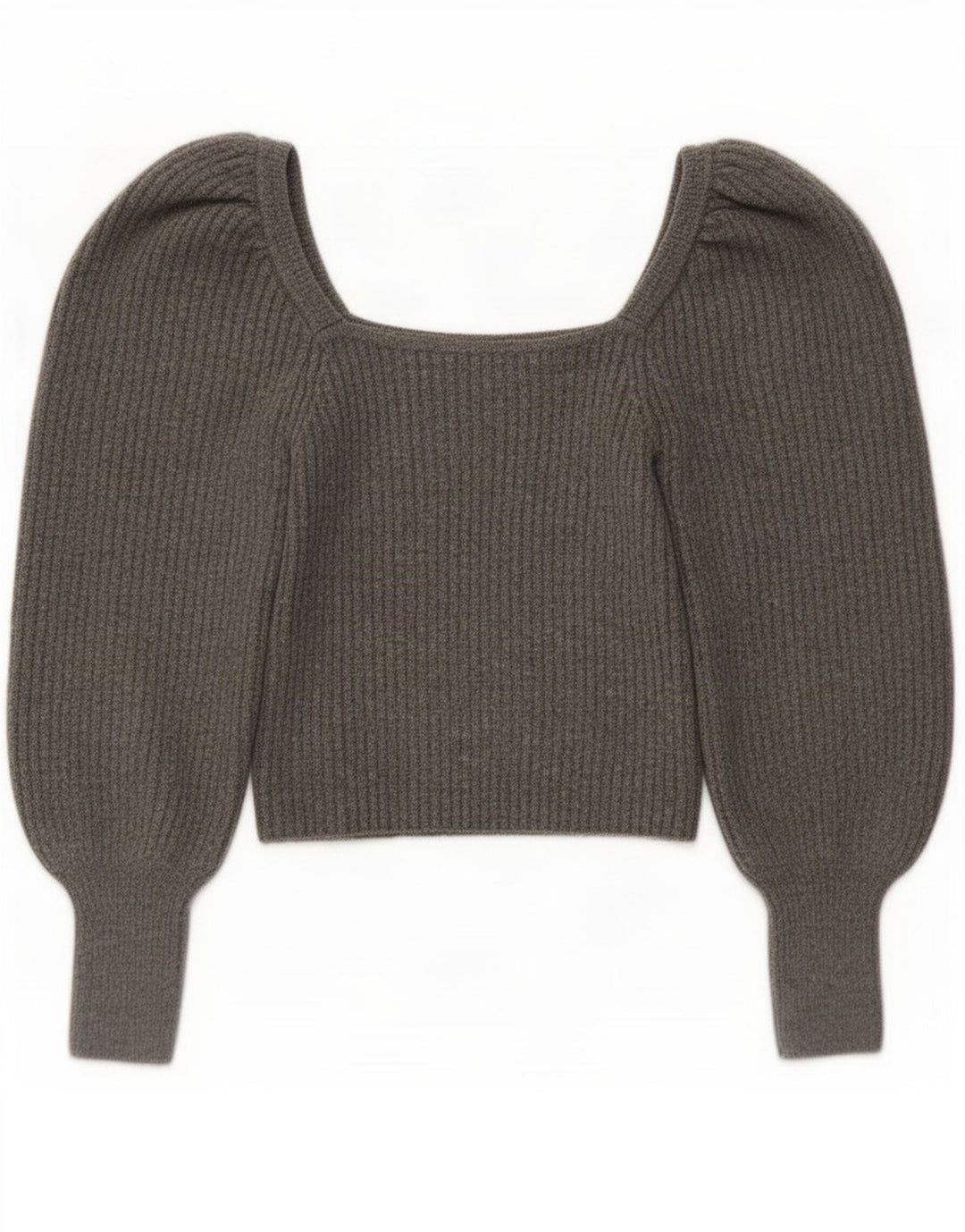 Top feminino Zara manga comprida UK 12 cinza médio acrílico