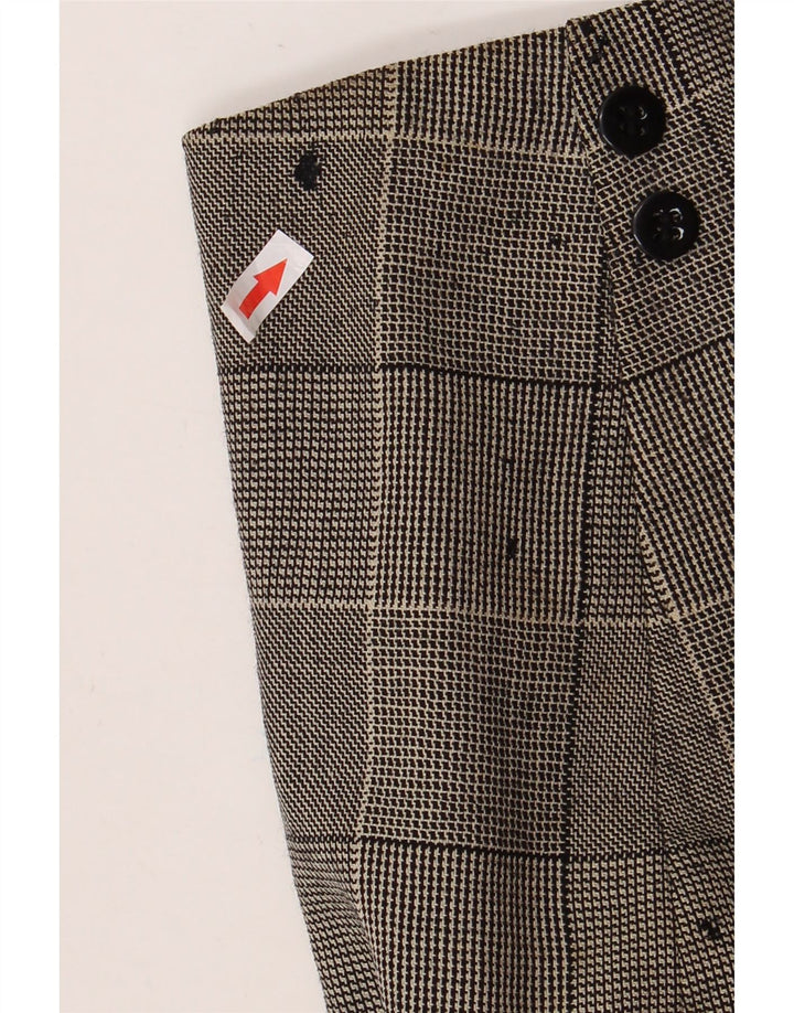 Jaqueta blazer feminina Jaeger crop 1 botão Reino Unido 10 pequeno cinza xadrez algodão