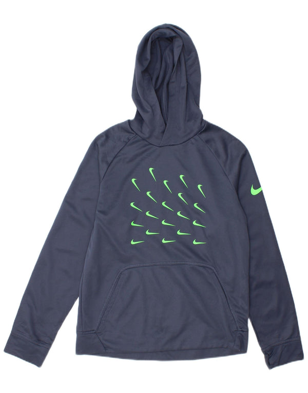 Jumper com capuz gráfico Nike Boys Therma-Fit 12-13 anos grande azul marinho