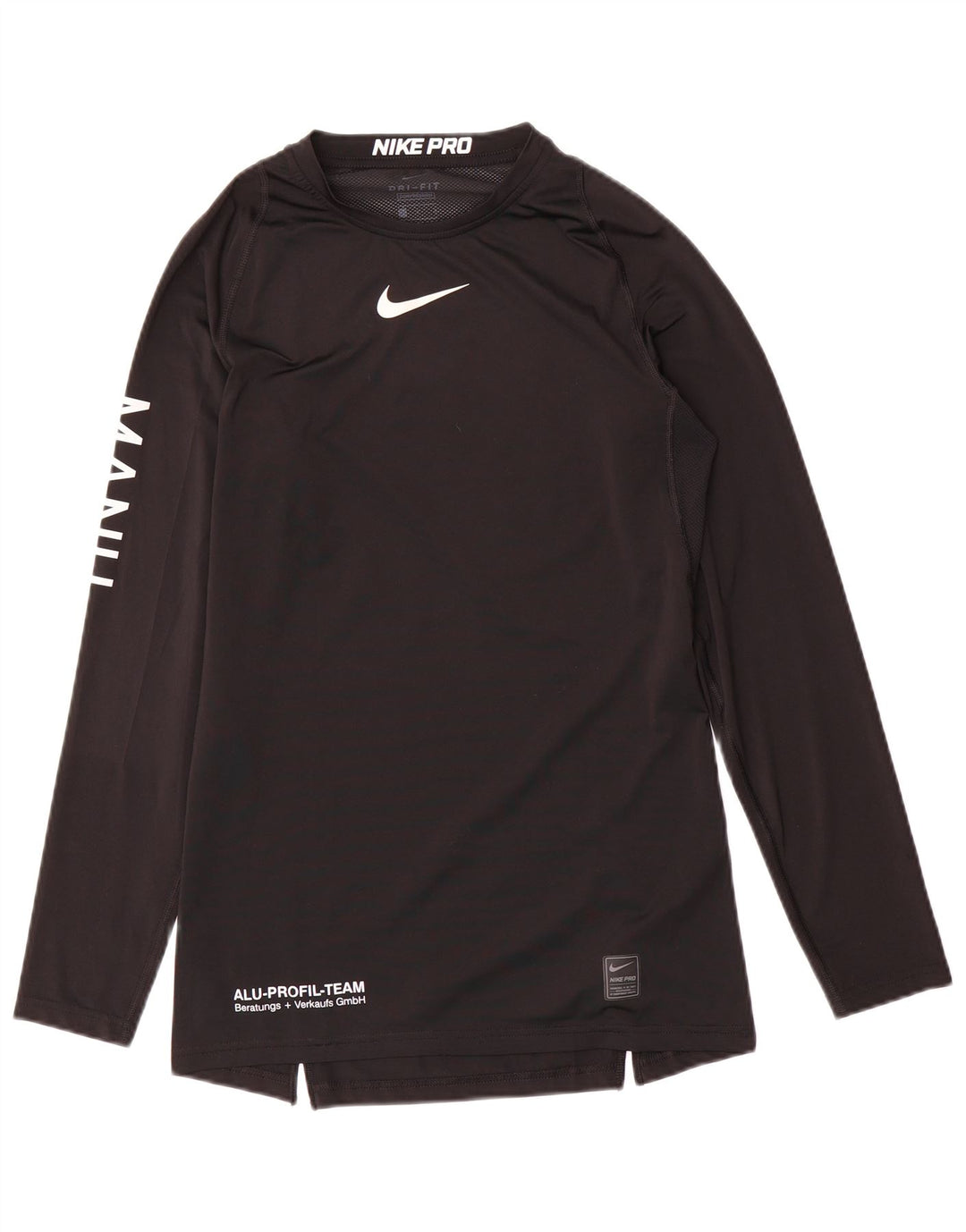 Top gráfico Nike masculino Dri Fit manga comprida grande poliéster preto