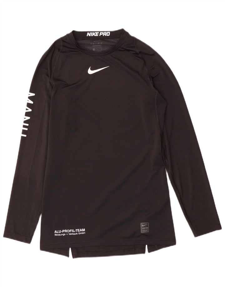 Top gráfico Nike masculino Dri Fit manga comprida grande poliéster preto