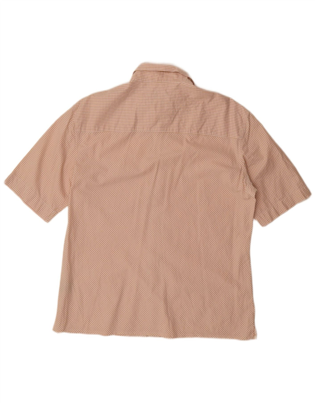 FRENCH CONNECTION Camisa masculina de manga curta grande bege algodão guingão