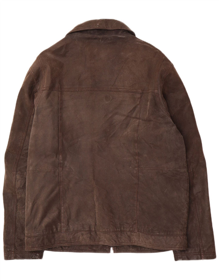Jaqueta de couro masculina Canda Reino Unido 42 XL couro marrom