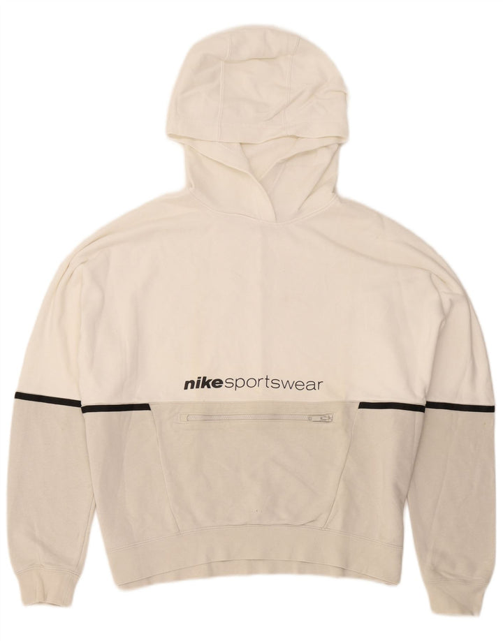Jumper com capuz gráfico masculino Nike médio branco colorblock algodão