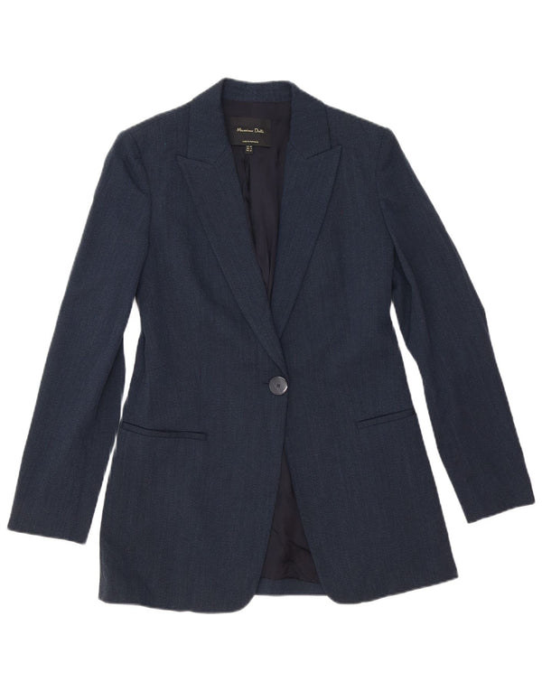 Jaqueta blazer feminina Massimo Dutti com 1 botão EU 36 XS azul marinho viscose