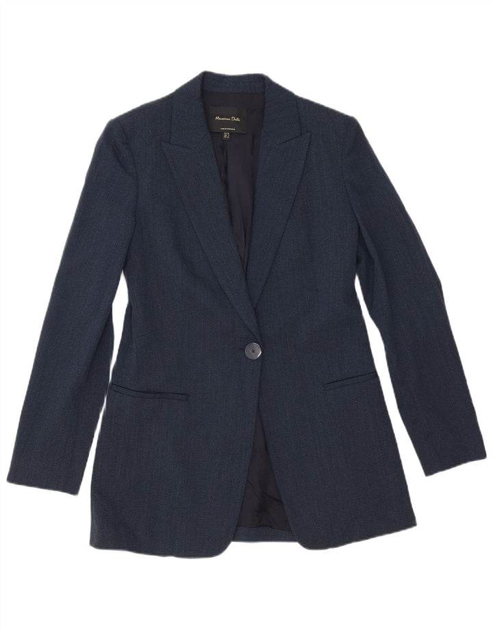 Jaqueta blazer feminina Massimo Dutti com 1 botão EU 36 XS azul marinho viscose