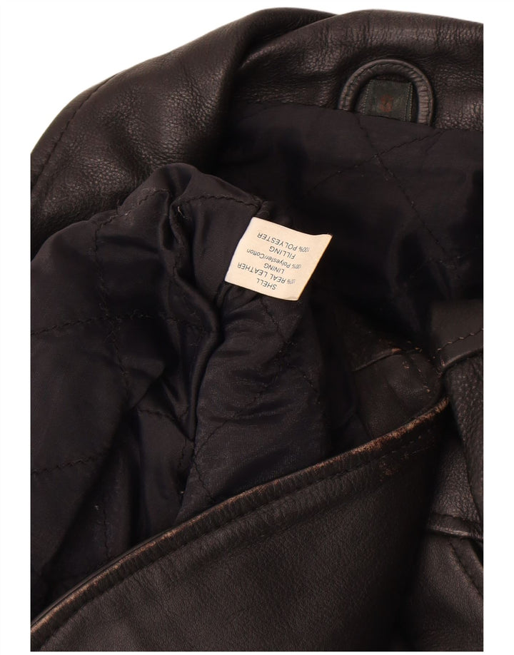 Jaqueta de couro masculina vintage para motociclista Reino Unido 36 couro preto pequeno