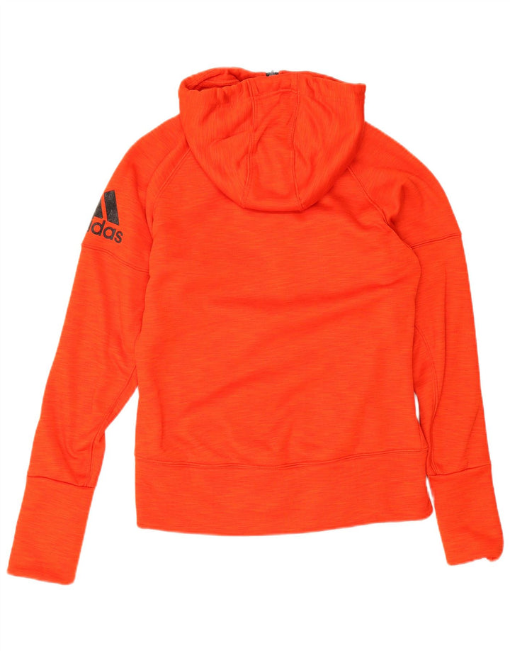 Suéter adidas feminino com capuz e zíper Reino Unido 8/10 pequeno poliéster vermelho