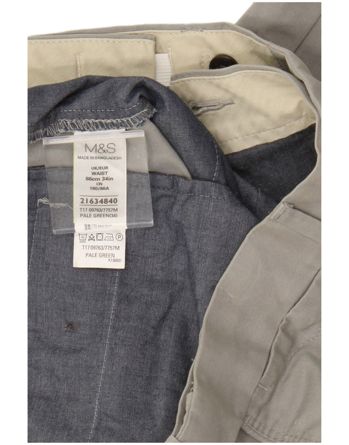 Shorts chino masculino Marks & Spencer W34 grande algodão cinza
