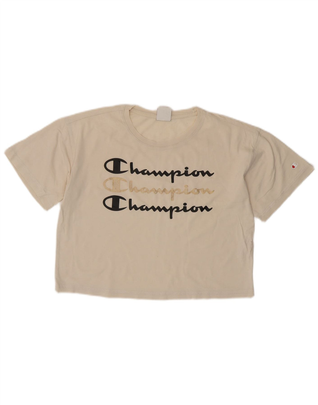 CHAMPION Camiseta feminina oversized com estampa gráfica UK 10 pequena off white
