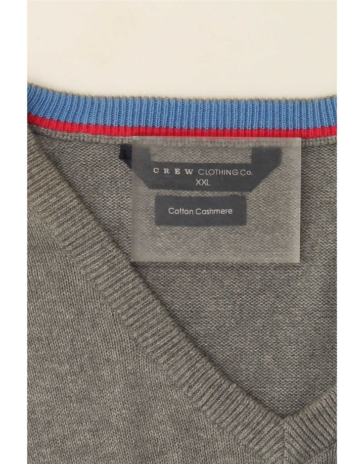 Suéter masculino J. Crew com decote em V 2XL algodão cinza